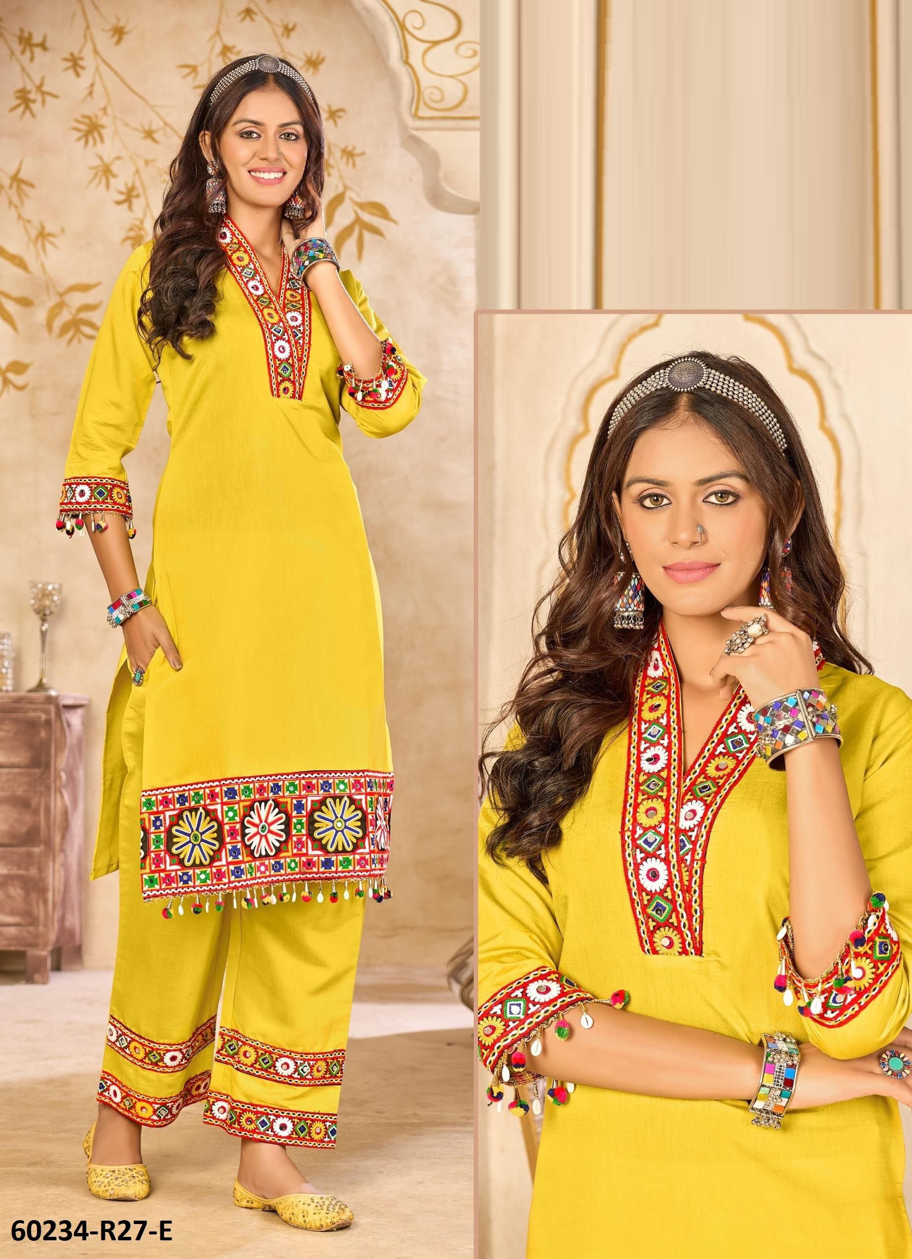 NAVRATRI WEAR CO-ORD SETS R27 - Catalog # 60234 (Set of 4 SIZE-SETS [Tops With Bottoms]) by Brand AABHARAN