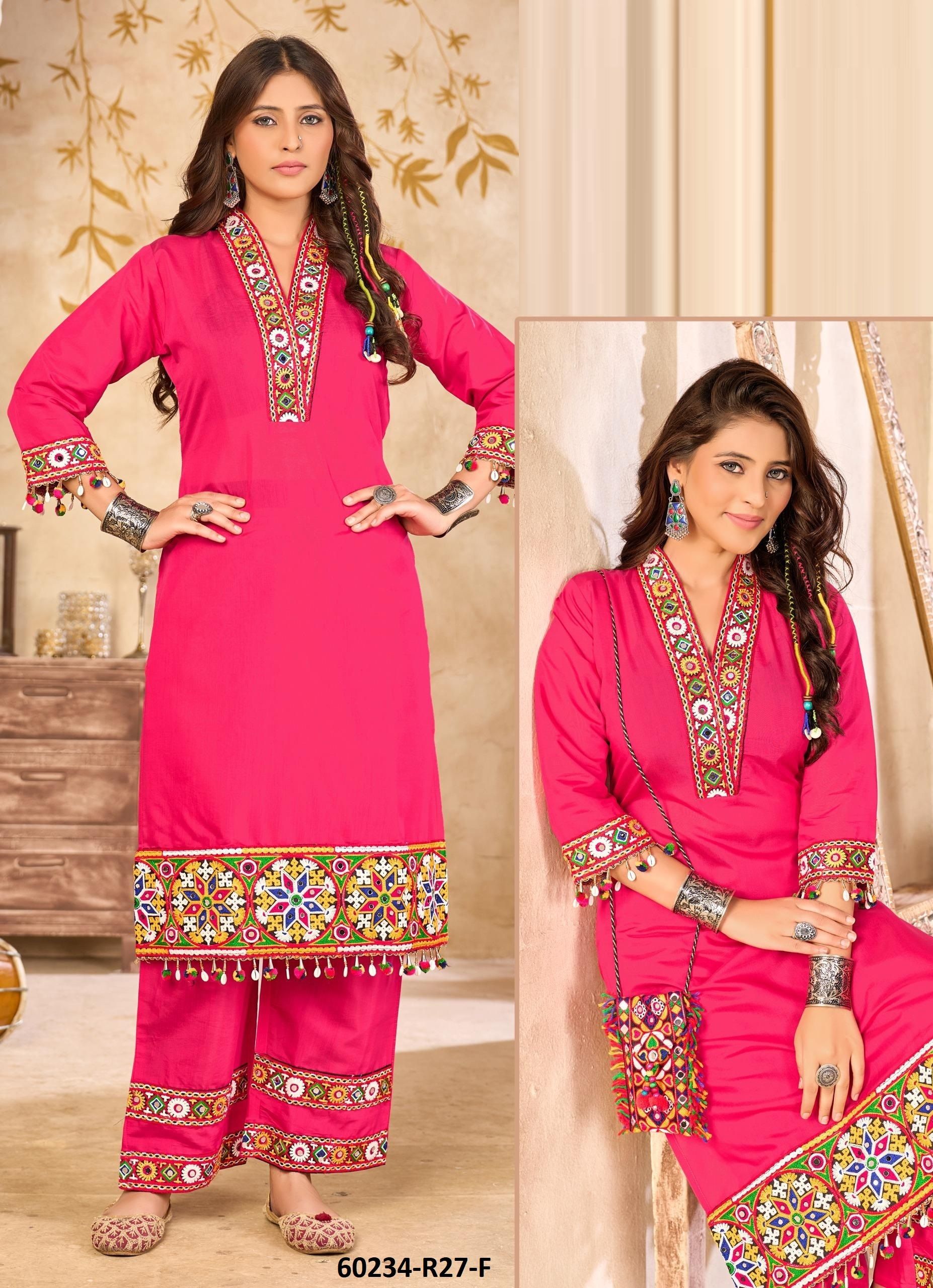 NAVRATRI WEAR CO-ORD SETS R27 - Catalog # 60234 (Set of 4 SIZE-SETS [Tops With Bottoms]) by Brand AABHARAN
