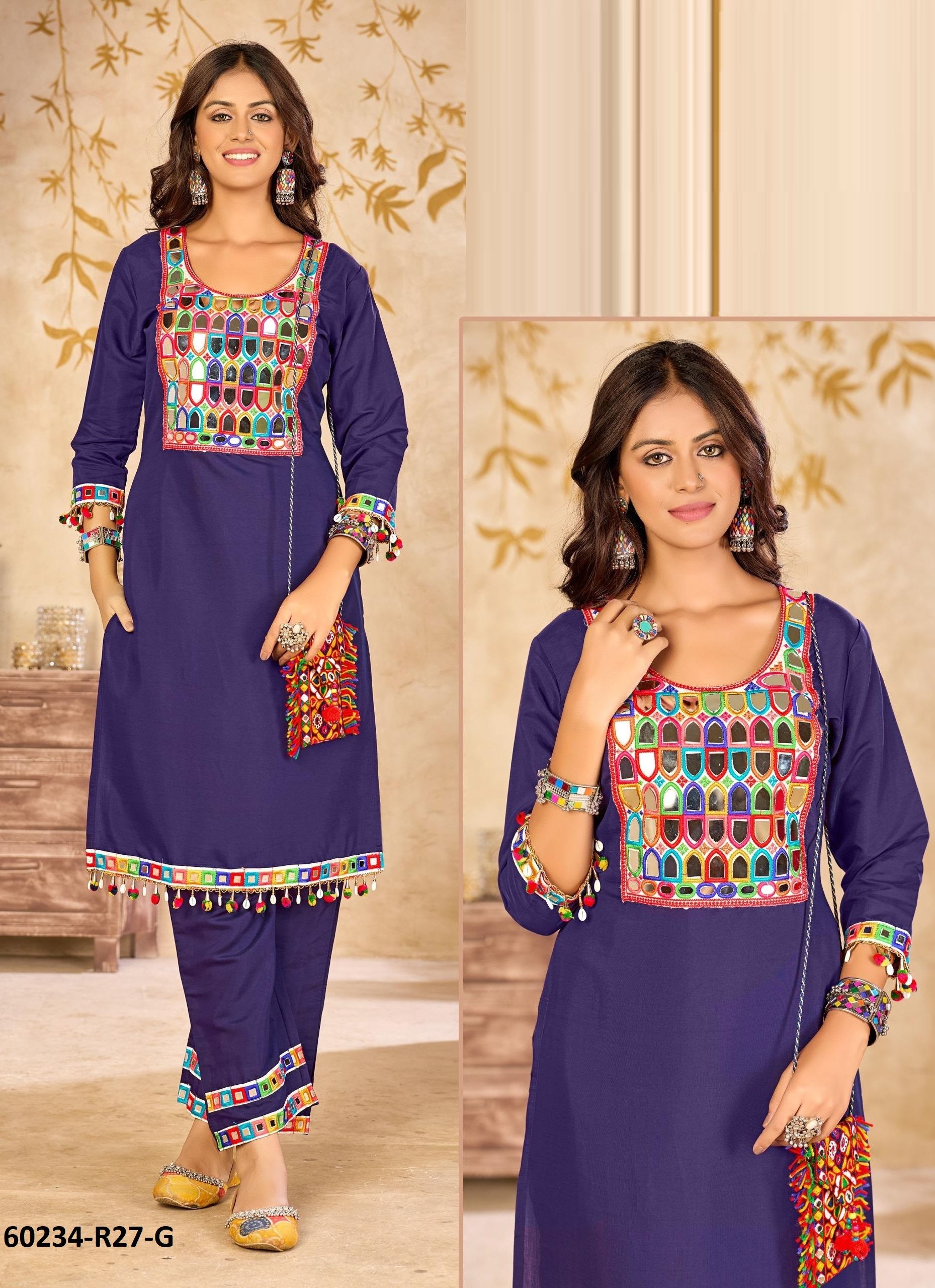 NAVRATRI WEAR CO-ORD SETS R27 - Catalog # 60234 (Set of 4 SIZE-SETS [Tops With Bottoms]) by Brand AABHARAN