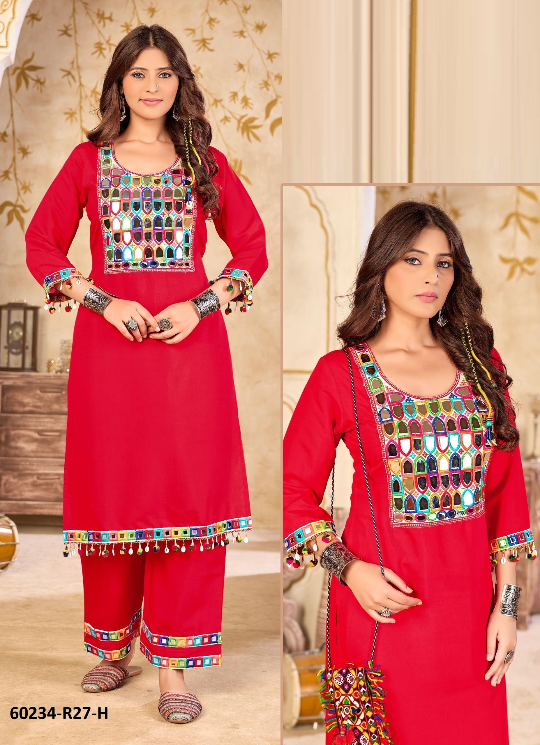 NAVRATRI WEAR CO-ORD SETS R27 - Catalog # 60234 (Set of 4 SIZE-SETS [Tops With Bottoms]) by Brand AABHARAN