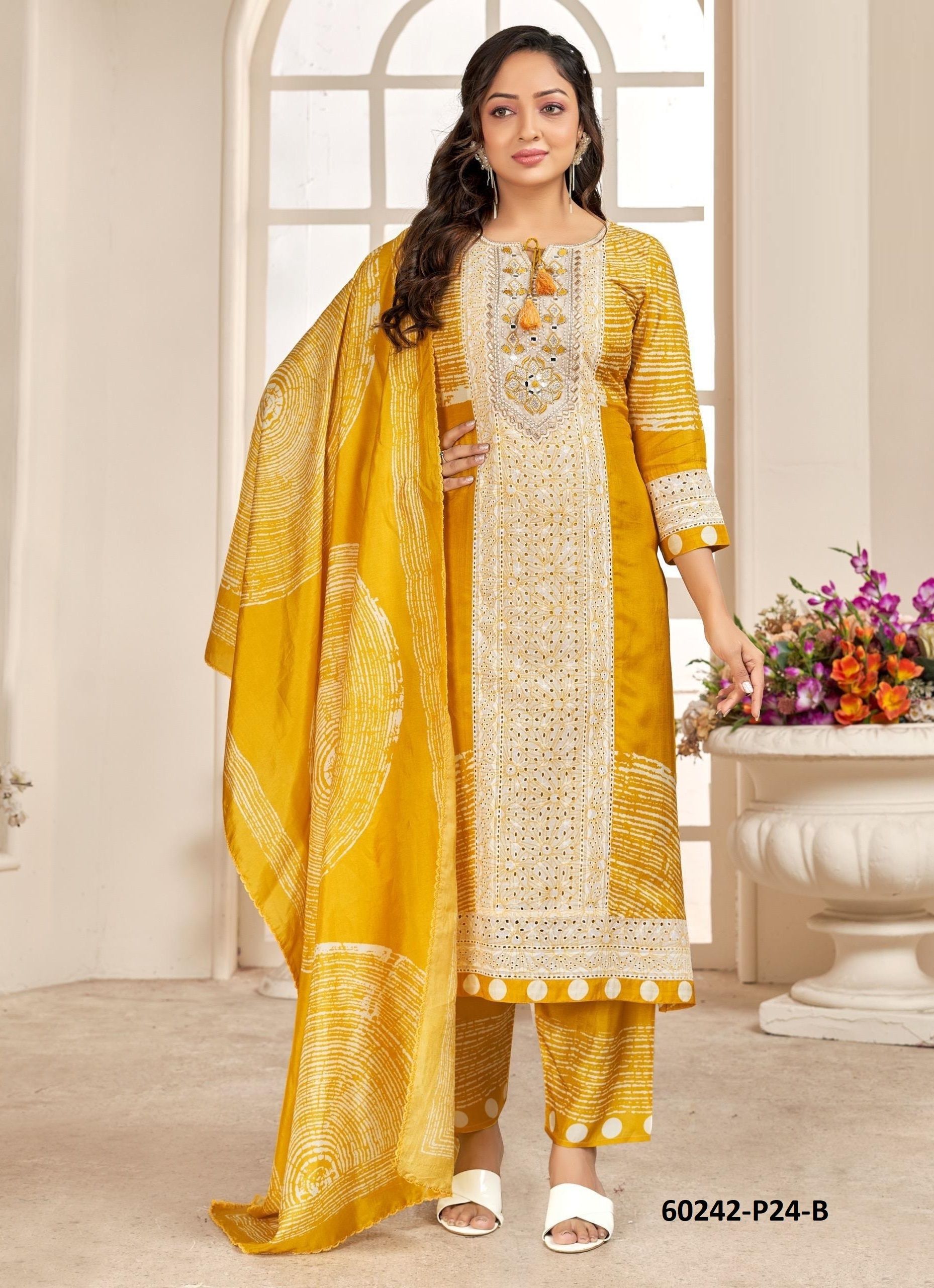 CHINON DIGITAL PRINTS P24 - Catalog # 60242 (Set of 7 SIZE-SETS [Readymade Salwar Suits]) by Brand JAGRAASA