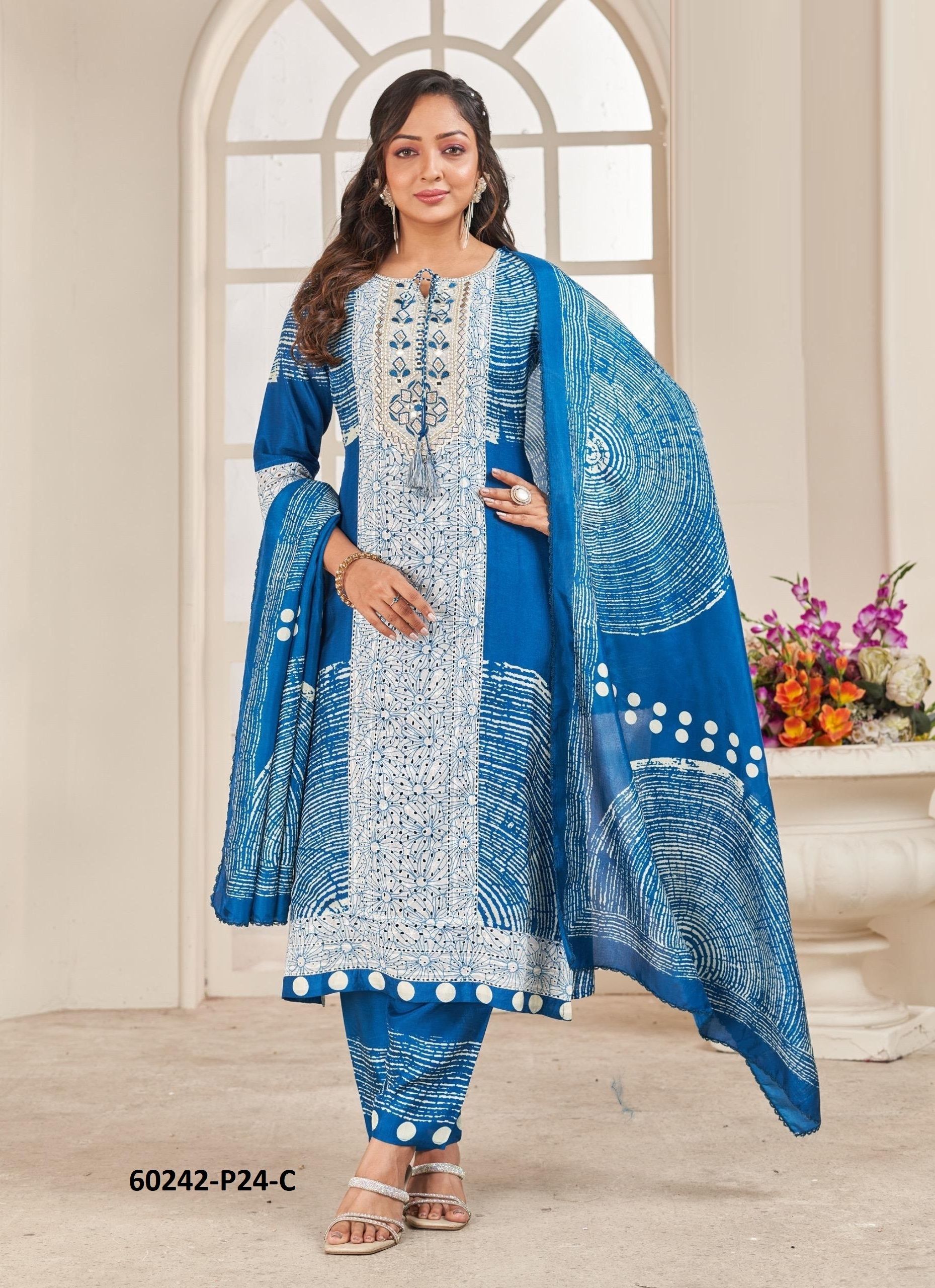 CHINON DIGITAL PRINTS P24 - Catalog # 60242 (Set of 7 SIZE-SETS [Readymade Salwar Suits]) by Brand JAGRAASA