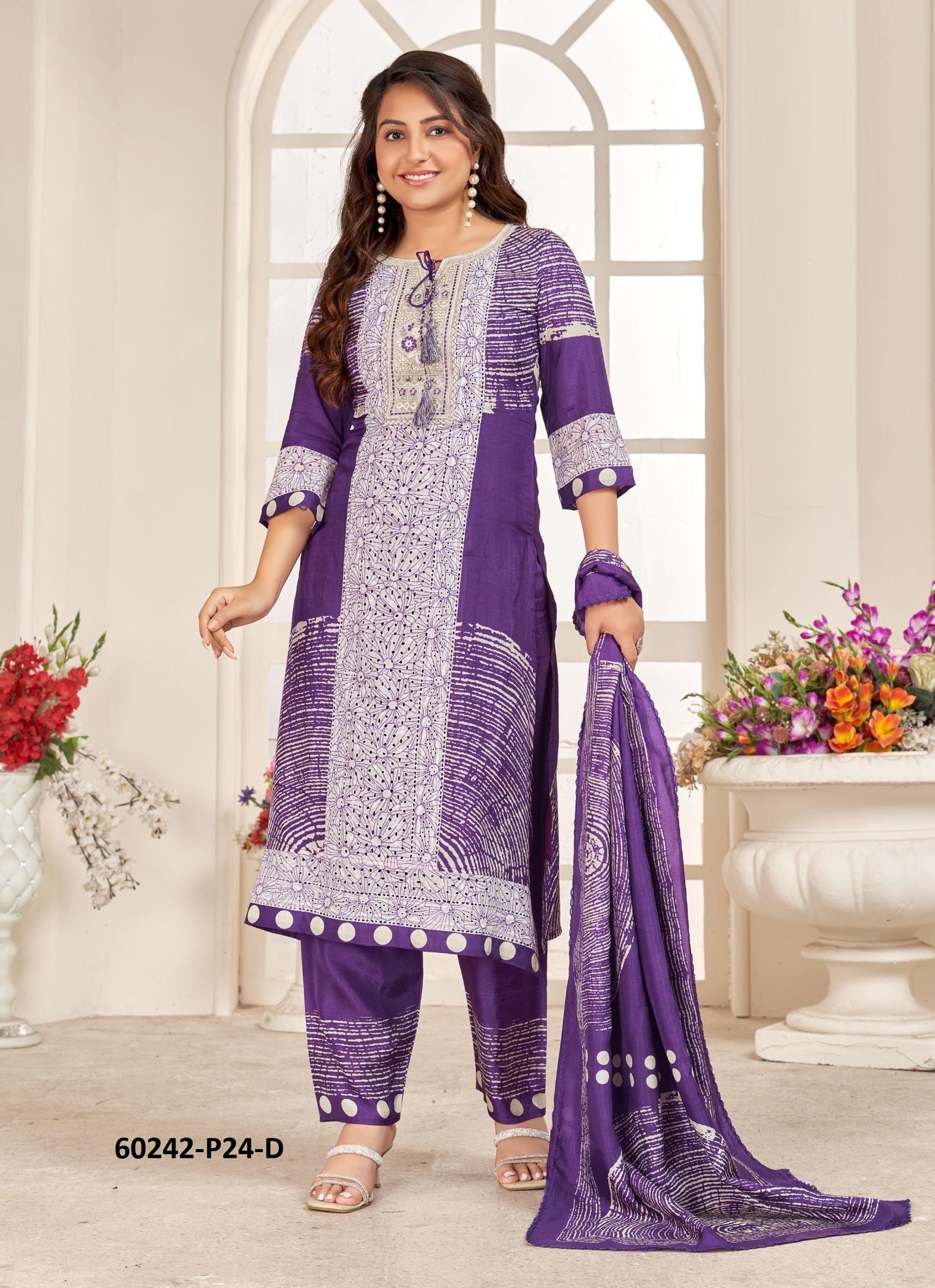 CHINON DIGITAL PRINTS P24 - Catalog # 60242 (Set of 7 SIZE-SETS [Readymade Salwar Suits]) by Brand JAGRAASA