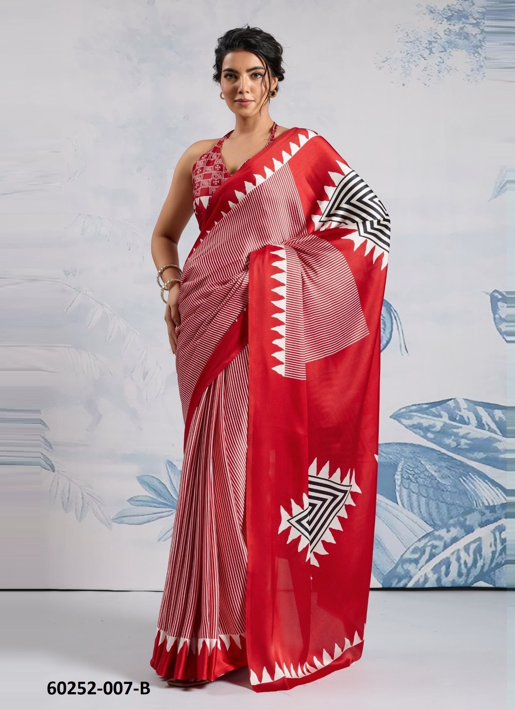 PURE AJRAKH PRINT 7 - Catalog # 60252 (Set of 6 Sarees) MADE IN INDIA BY RAJTEX FABRICS