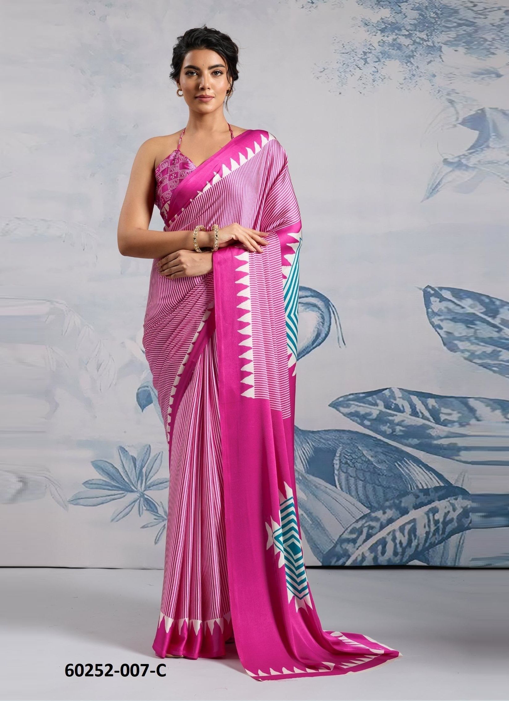 PURE AJRAKH PRINT 7 - Catalog # 60252 (Set of 6 Sarees) MADE IN INDIA BY RAJTEX FABRICS