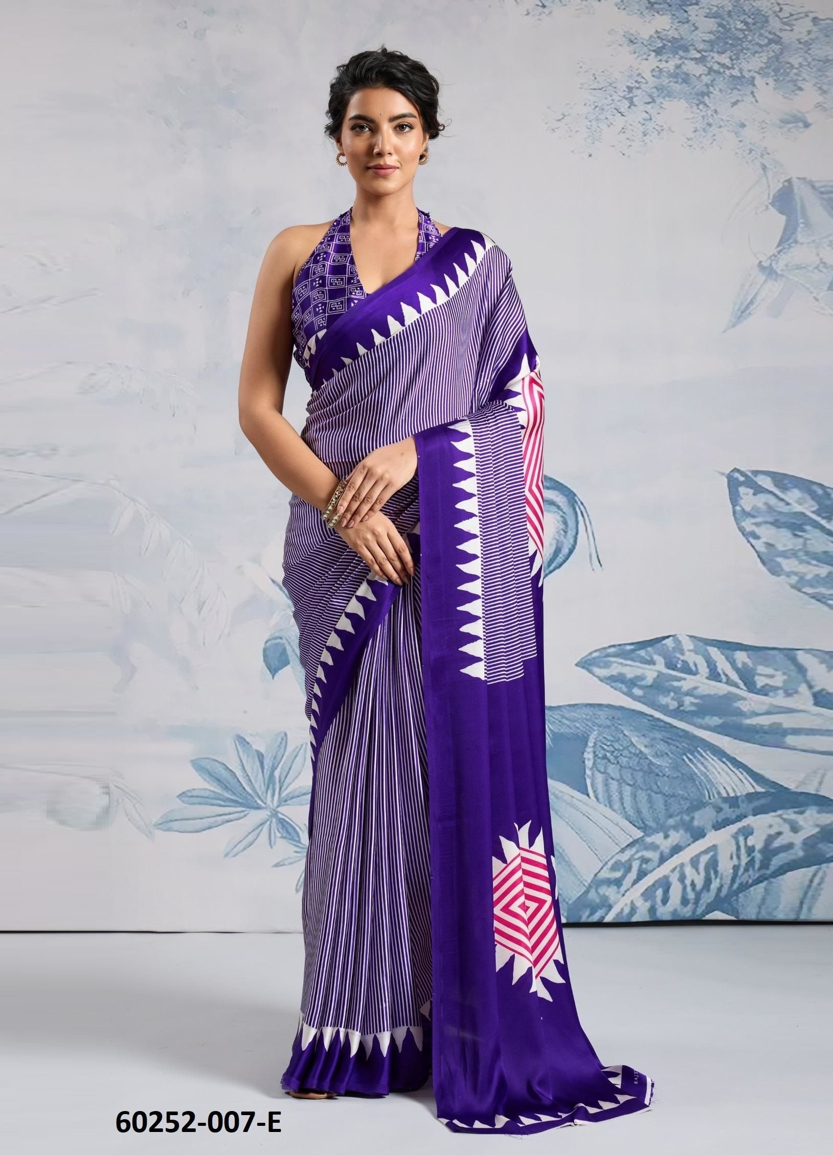 PURE AJRAKH PRINT 7 - Catalog # 60252 (Set of 6 Sarees) MADE IN INDIA BY RAJTEX FABRICS