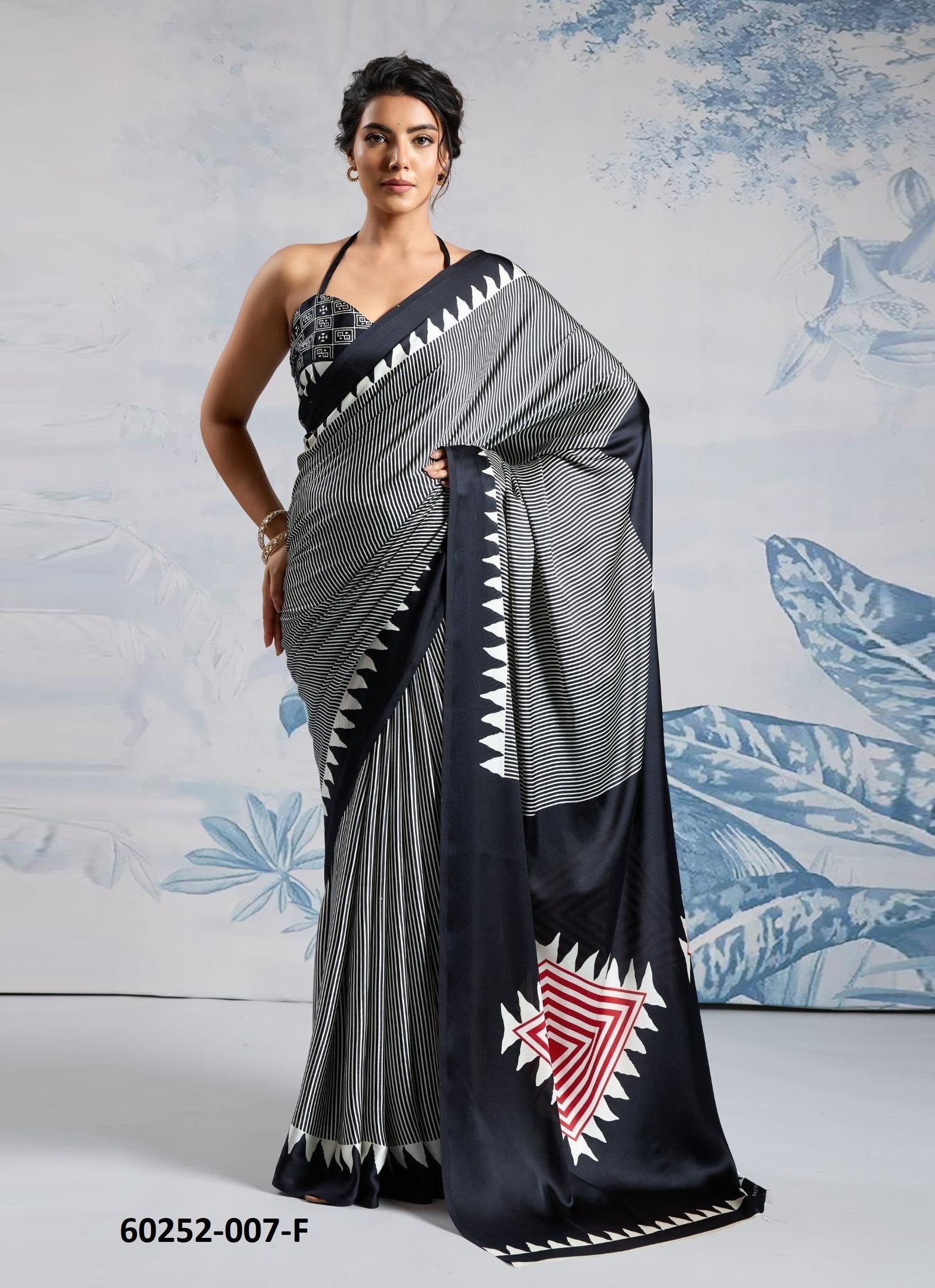 PURE AJRAKH PRINT 7 - Catalog # 60252 (Set of 6 Sarees) MADE IN INDIA BY RAJTEX FABRICS