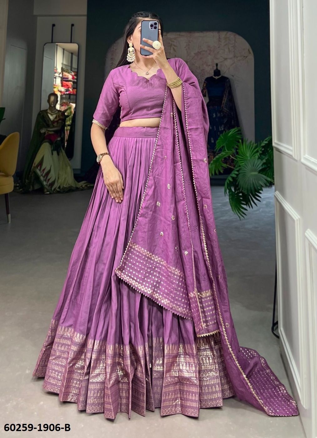 CHANDERI SERIES 1906 - Catalog # 60259 (Set of 10 Semi-Stitched Lehengas) MADE IN INDIA BY SERENGETI CHANDERI SERIES 1906 - Catalog # 60259 (Set of 10 Semi-Stitched Lehengas) MADE IN INDIA BY SERENGETI
