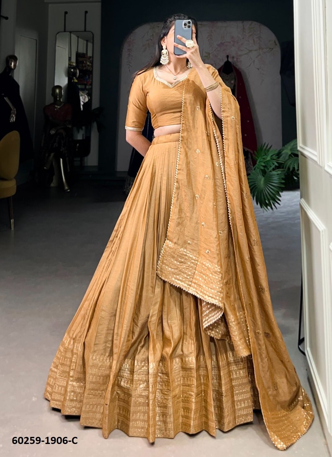 CHANDERI SERIES 1906 - Catalog # 60259 (Set of 10 Semi-Stitched Lehengas) MADE IN INDIA BY SERENGETI CHANDERI SERIES 1906 - Catalog # 60259 (Set of 10 Semi-Stitched Lehengas) MADE IN INDIA BY SERENGETI