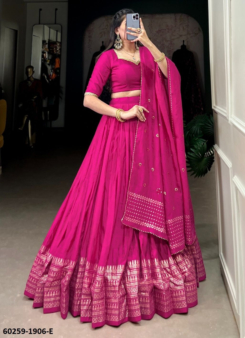 CHANDERI SERIES 1906 - Catalog # 60259 (Set of 10 Semi-Stitched Lehengas) MADE IN INDIA BY SERENGETI CHANDERI SERIES 1906 - Catalog # 60259 (Set of 10 Semi-Stitched Lehengas) MADE IN INDIA BY SERENGETI