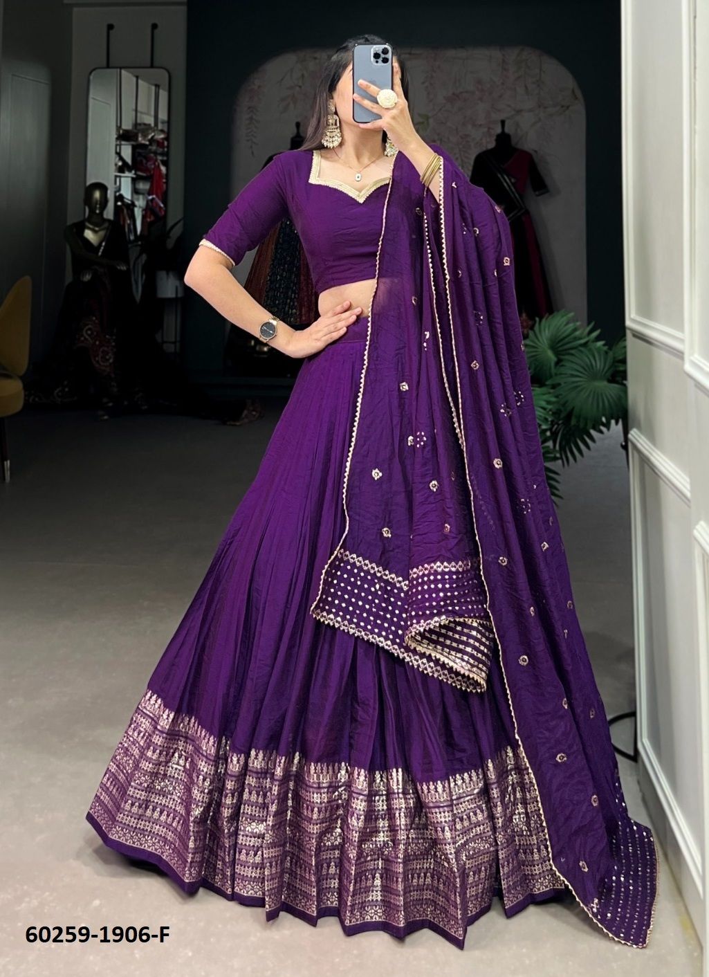 CHANDERI SERIES 1906 - Catalog # 60259 (Set of 10 Semi-Stitched Lehengas) MADE IN INDIA BY SERENGETI CHANDERI SERIES 1906 - Catalog # 60259 (Set of 10 Semi-Stitched Lehengas) MADE IN INDIA BY SERENGETI