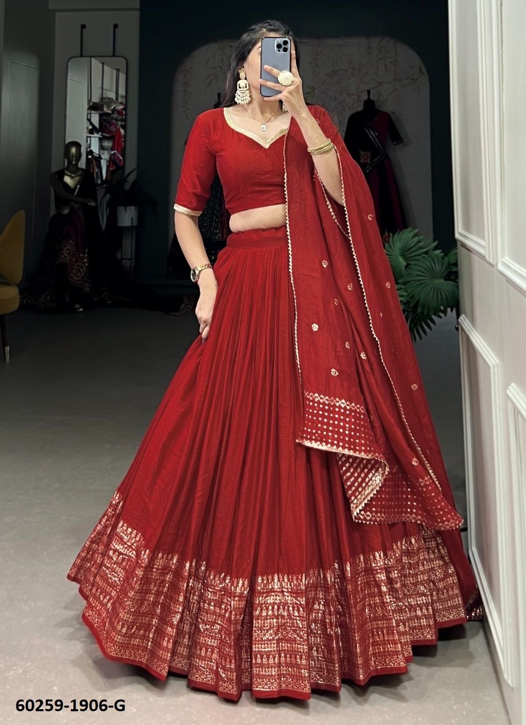 CHANDERI SERIES 1906 - Catalog # 60259 (Set of 10 Semi-Stitched Lehengas) MADE IN INDIA BY SERENGETI CHANDERI SERIES 1906 - Catalog # 60259 (Set of 10 Semi-Stitched Lehengas) MADE IN INDIA BY SERENGETI