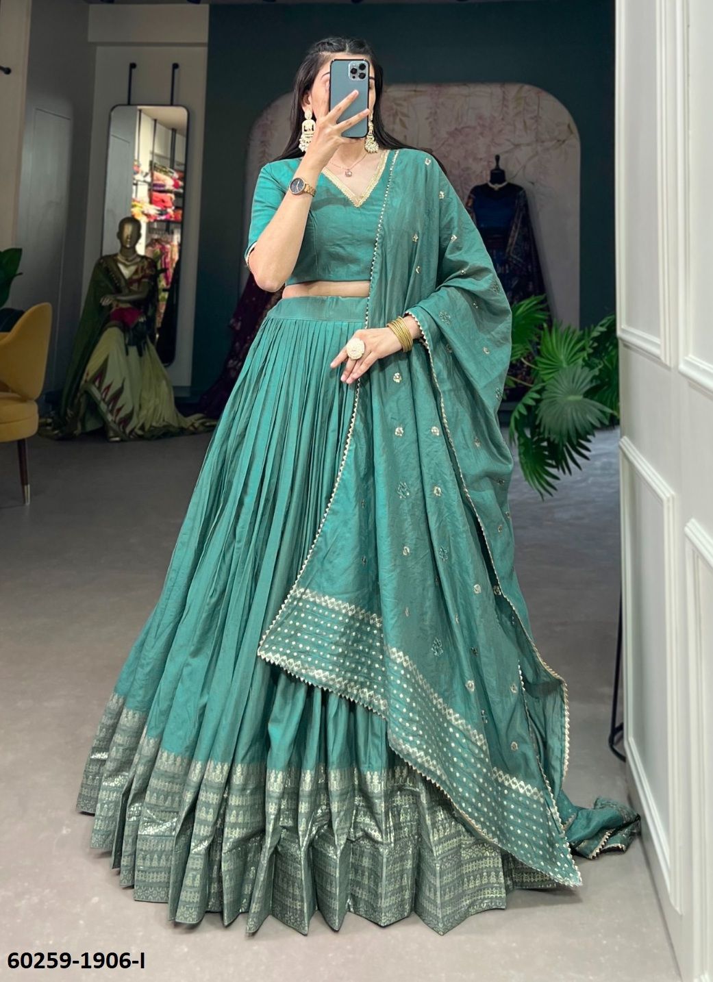 CHANDERI SERIES 1906 - Catalog # 60259 (Set of 10 Semi-Stitched Lehengas) MADE IN INDIA BY SERENGETI CHANDERI SERIES 1906 - Catalog # 60259 (Set of 10 Semi-Stitched Lehengas) MADE IN INDIA BY SERENGETI