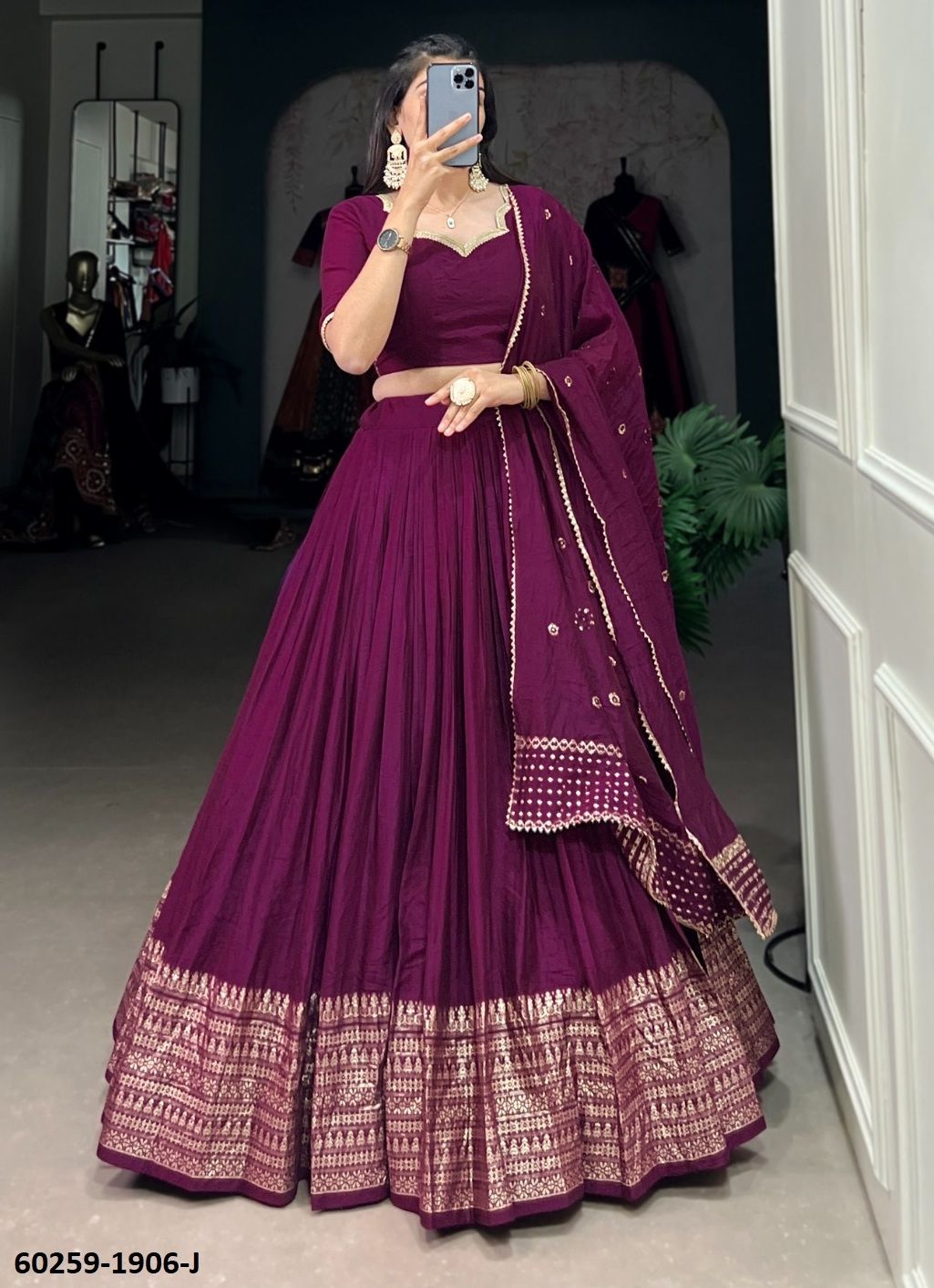 CHANDERI SERIES 1906 - Catalog # 60259 (Set of 10 Semi-Stitched Lehengas) MADE IN INDIA BY SERENGETI CHANDERI SERIES 1906 - Catalog # 60259 (Set of 10 Semi-Stitched Lehengas) MADE IN INDIA BY SERENGETI