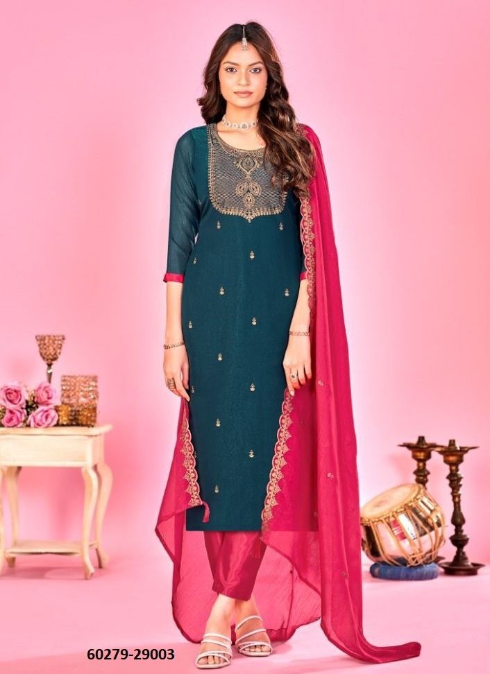 SARITA - Catalog # 60279 (Set of 10 Readymade Salwar Suits) MADE IN INDIA BY SERENGETI