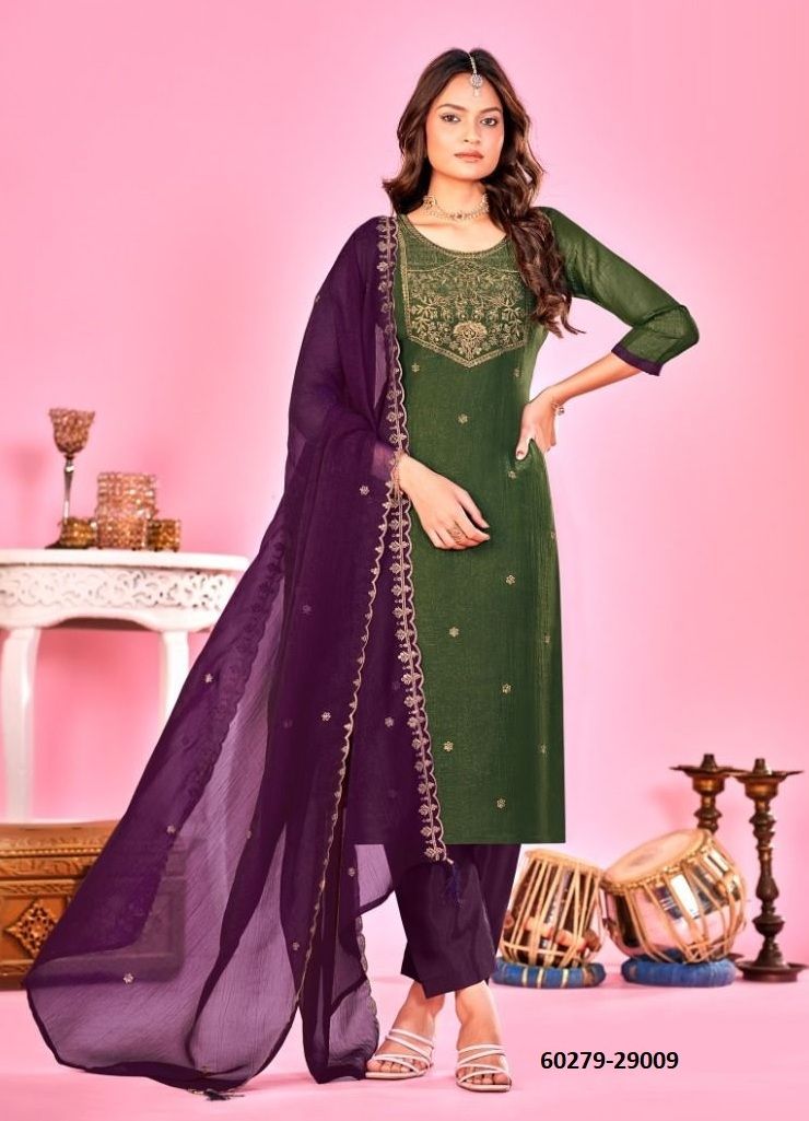 SARITA - Catalog # 60279 (Set of 10 Readymade Salwar Suits) MADE IN INDIA BY SERENGETI