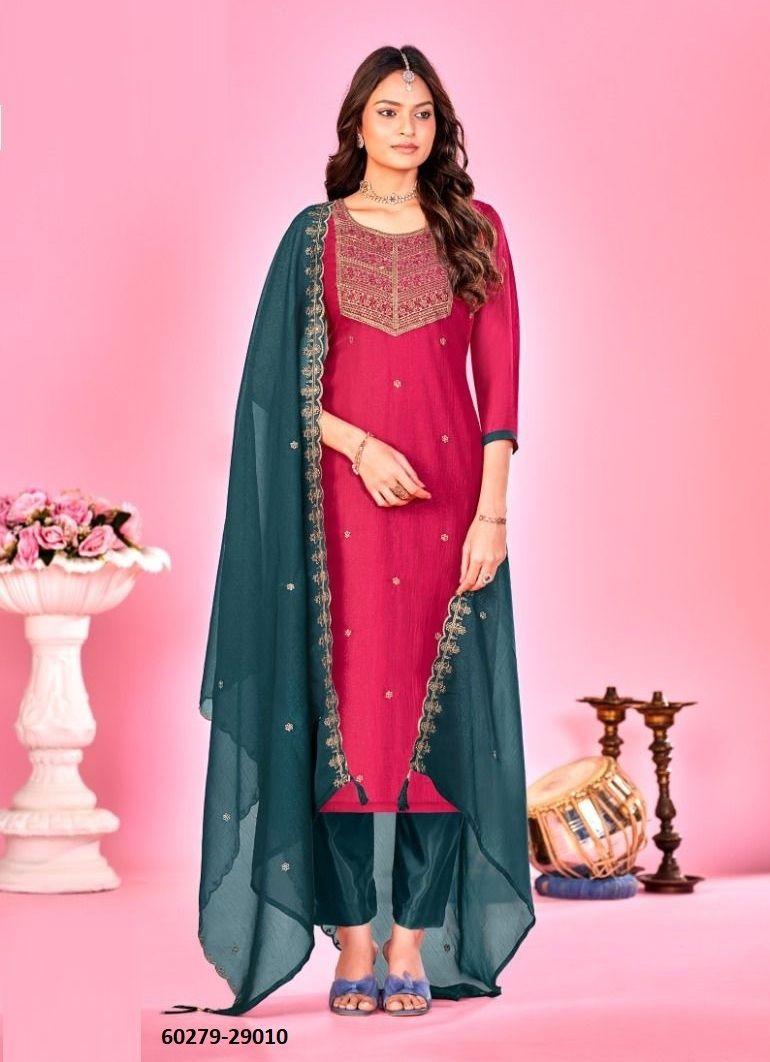 SARITA - Catalog # 60279 (Set of 10 Readymade Salwar Suits) MADE IN INDIA BY SERENGETI