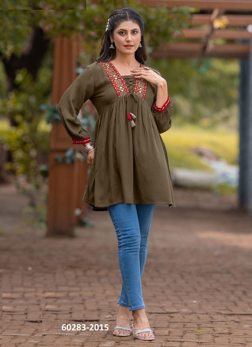 CENTURI 3 - Catalog # 60283 (Set of 6 Readymade Women's Kurtis / Tops) MADE IN INDIA BY KADLEE FASHION CENTURI 3 - Catalog # 60283 (Set of 6 Readymade Women's Kurtis / Tops) MADE IN INDIA BY KADLEE FASHION