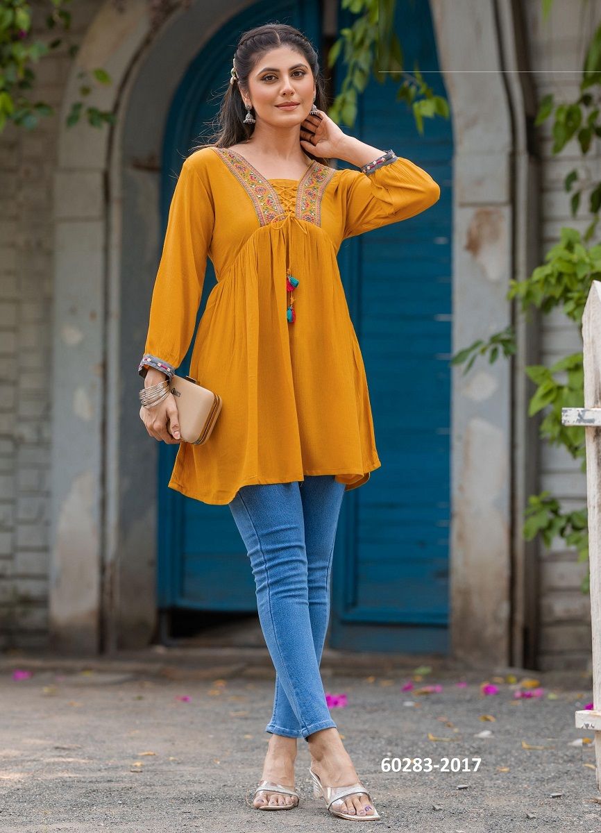 CENTURI 3 - Catalog # 60283 (Set of 6 Readymade Women's Kurtis / Tops) MADE IN INDIA BY KADLEE FASHION CENTURI 3 - Catalog # 60283 (Set of 6 Readymade Women's Kurtis / Tops) MADE IN INDIA BY KADLEE FASHION