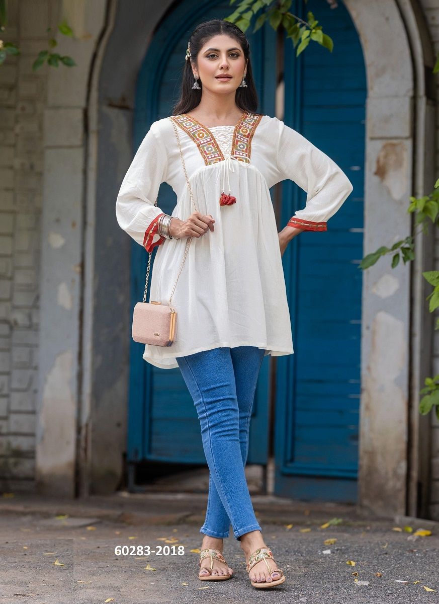 CENTURI 3 - Catalog # 60283 (Set of 6 Readymade Women's Kurtis / Tops) MADE IN INDIA BY KADLEE FASHION CENTURI 3 - Catalog # 60283 (Set of 6 Readymade Women's Kurtis / Tops) MADE IN INDIA BY KADLEE FASHION