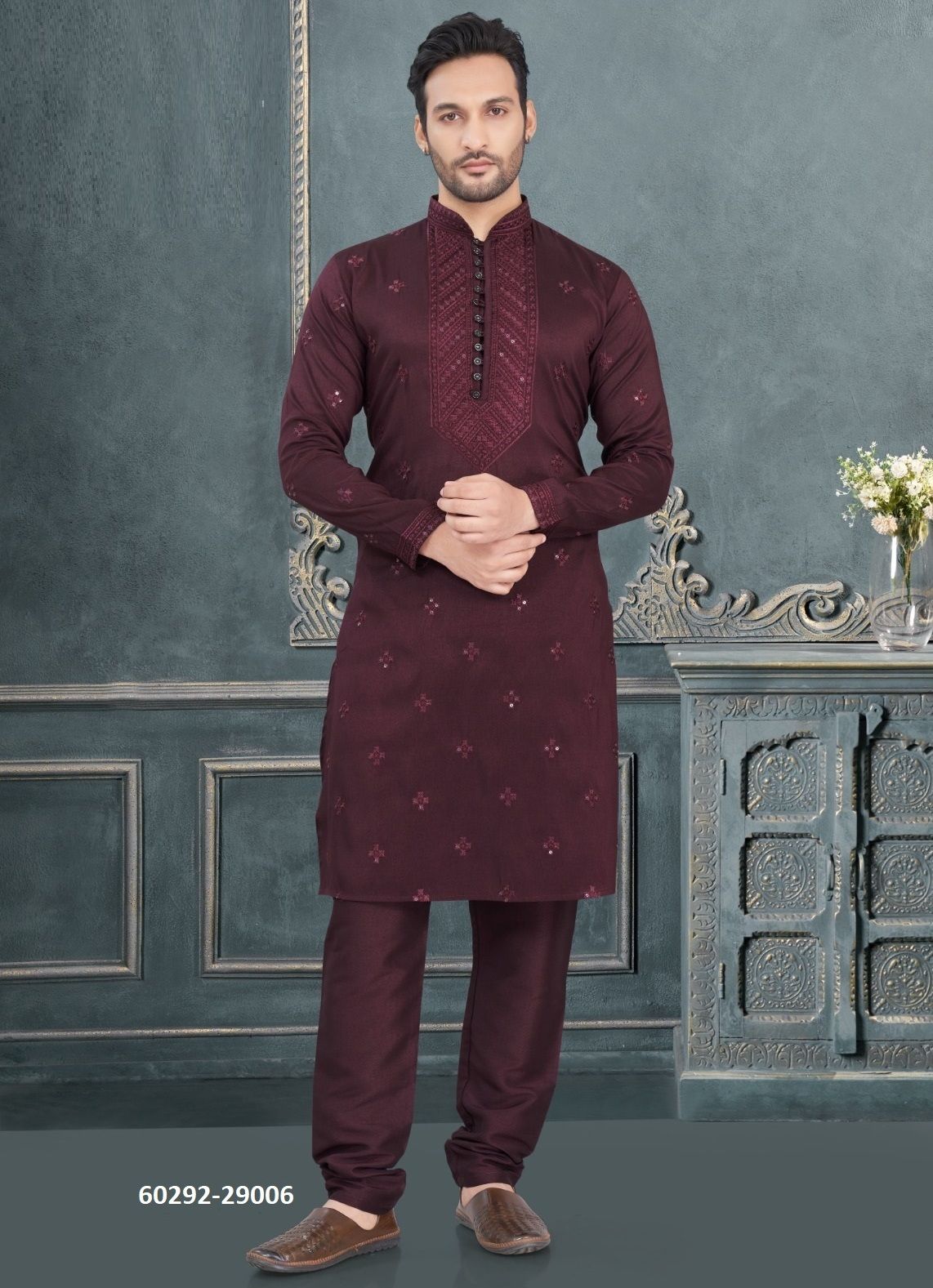 WEDDING COLLECTION 29 - Catalog # 60292 (Set of 6 Men's Ethnic Wear) MADE IN INDIA BY JAGRAASA