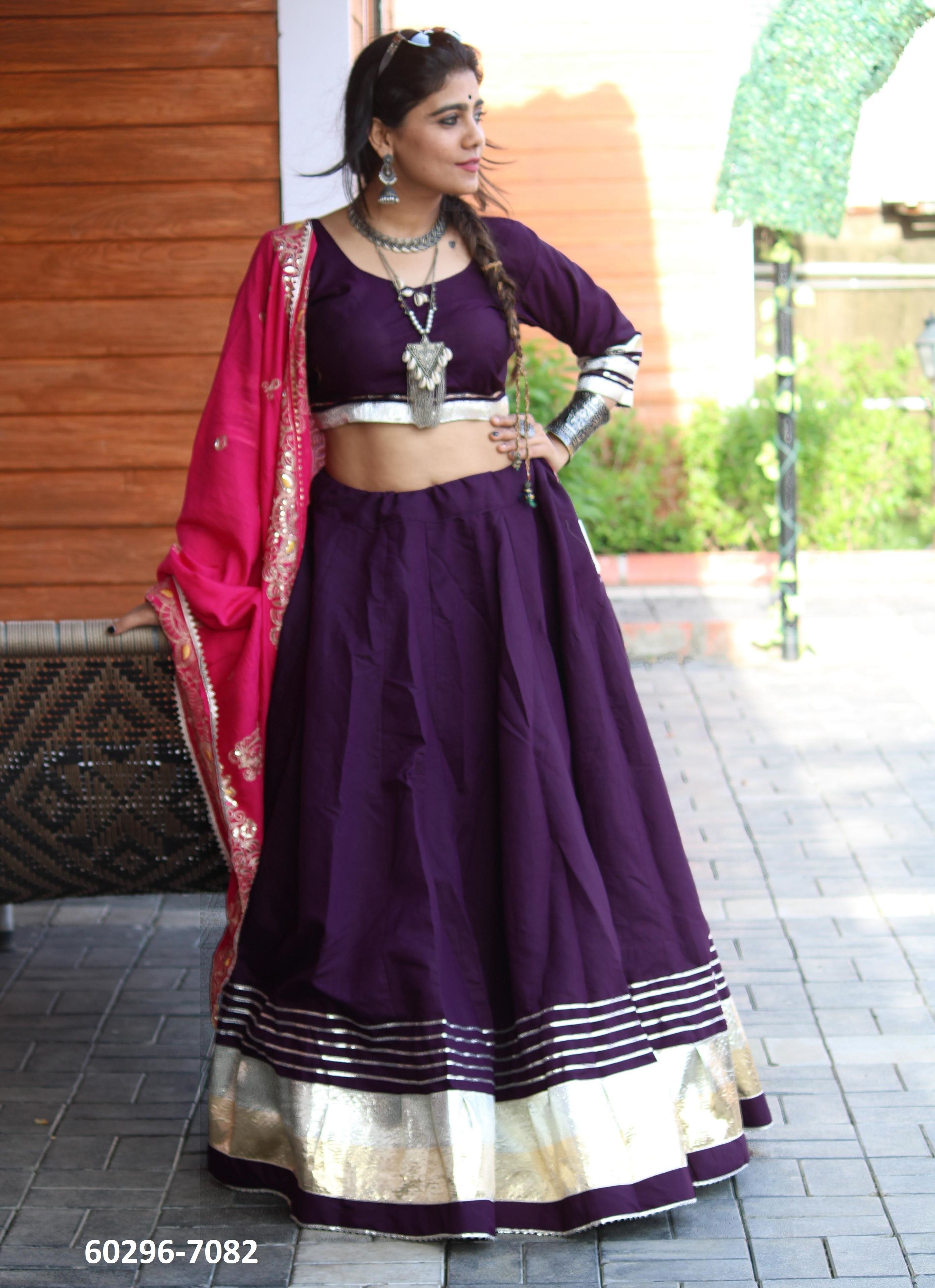 ROMAN SILK STRIPES - Catalog # 60296 (Set of 5 Readymade Lehengas) MADE IN INDIA BY JAGRAASA