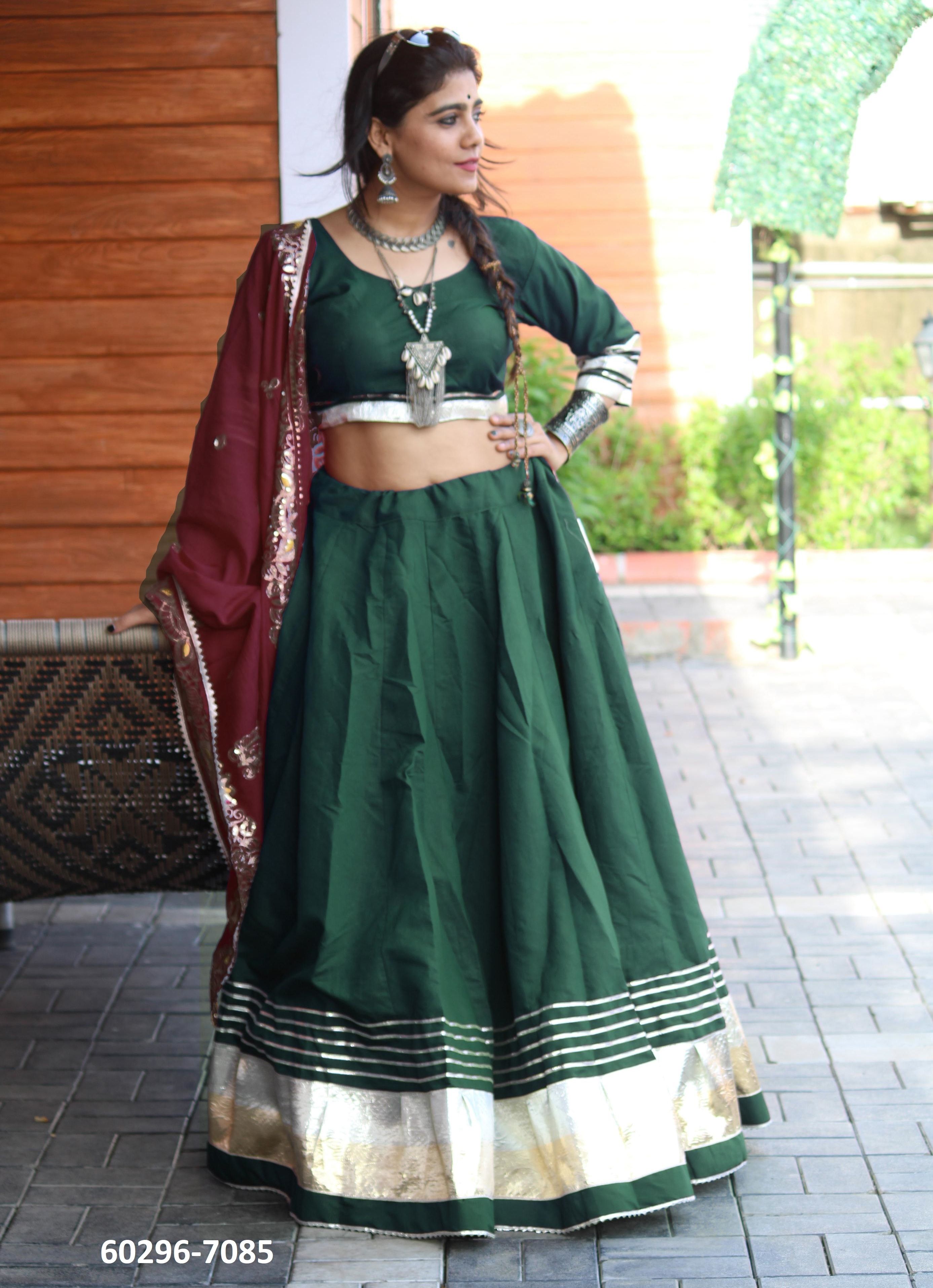 ROMAN SILK STRIPES - Catalog # 60296 (Set of 5 Readymade Lehengas) MADE IN INDIA BY JAGRAASA