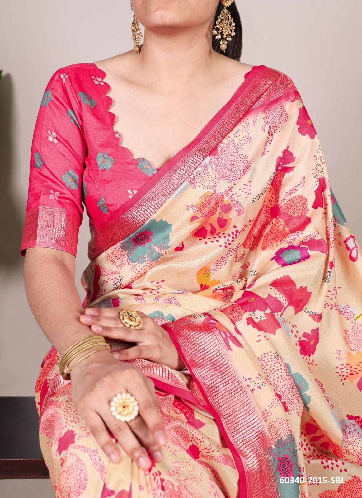 TUSSER SILK 7015 - Catalog # 60340 (Set of 5 Sarees) MADE IN INDIA BY DESI MUSE