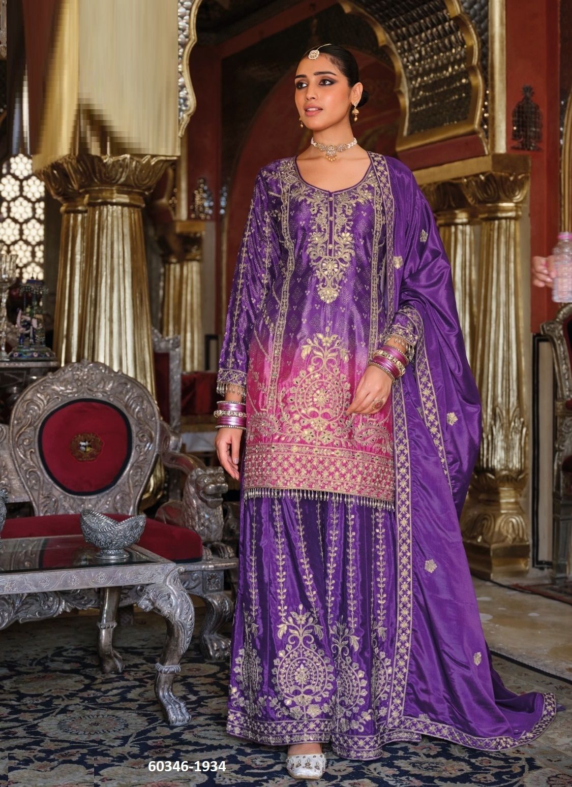 RANGEEN GOLD - Catalog # 60346 (Set of 2 Readymade Salwar Suits) MADE IN INDIA BY EBA LIFESTYLE