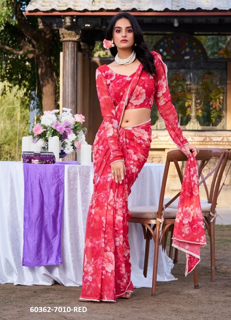 WEIGHTLESS MARBLE CHIFFON - Catalog # 60362 (Set of 4 Sarees) MADE IN INDIA BY JAGRAASA