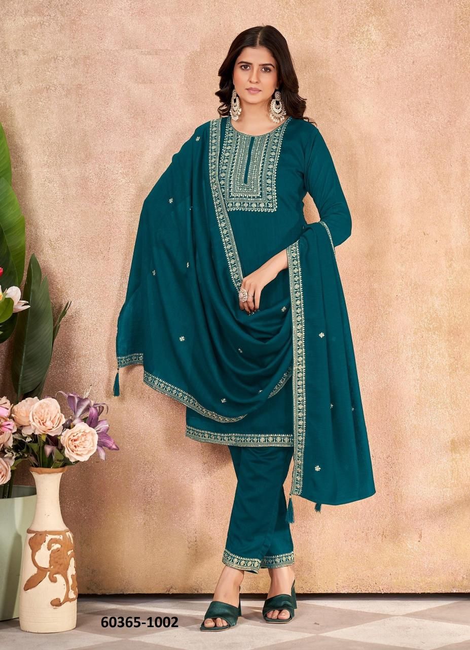 VICHITRA BLOOMING 2 - Catalog # 60365 (Set of 5 Readymade Salwar Suits) MADE IN INDIA BY JAGRAASA