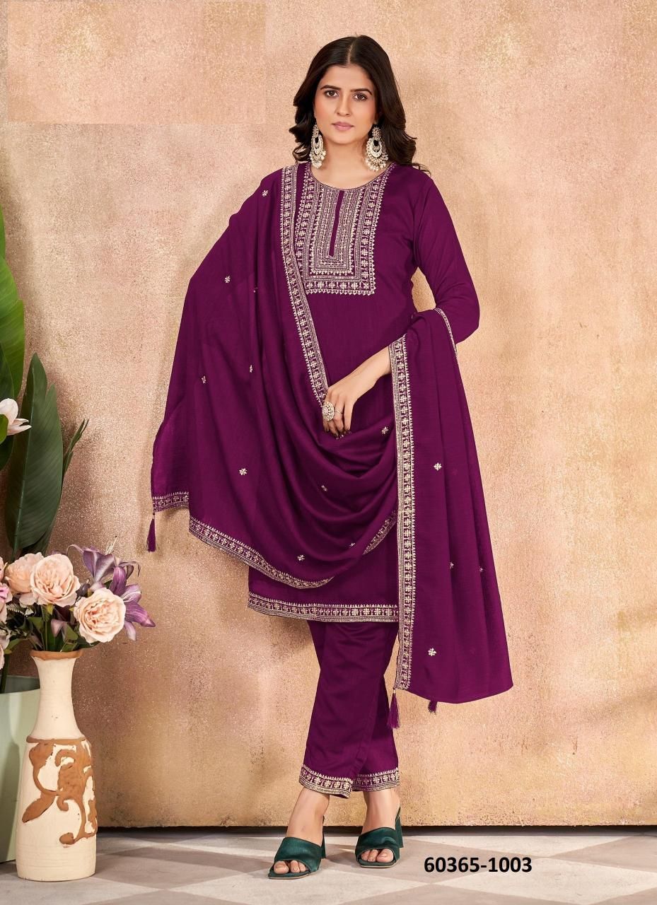 VICHITRA BLOOMING 2 - Catalog # 60365 (Set of 5 Readymade Salwar Suits) MADE IN INDIA BY JAGRAASA