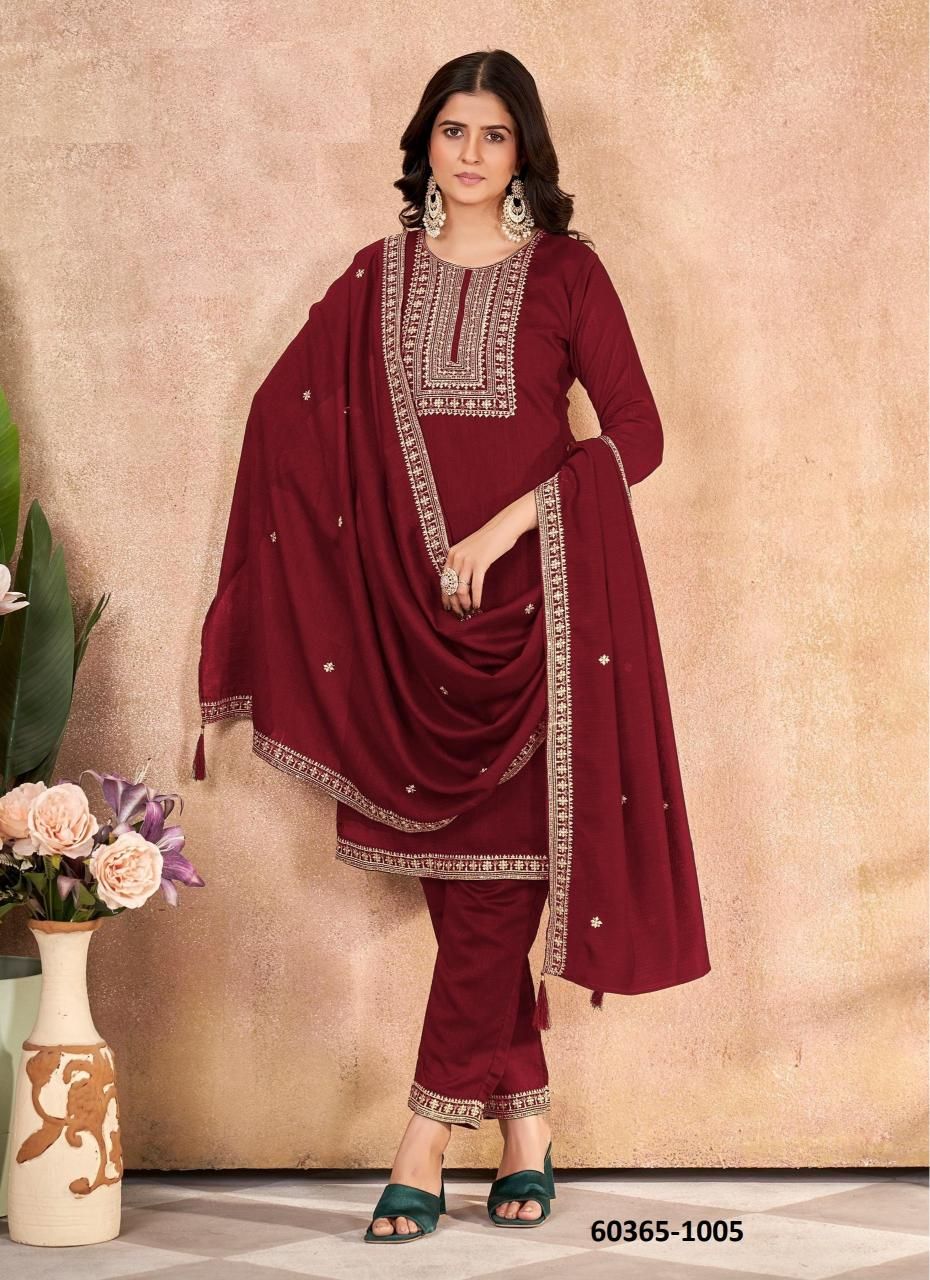 VICHITRA BLOOMING 2 - Catalog # 60365 (Set of 5 Readymade Salwar Suits) MADE IN INDIA BY JAGRAASA