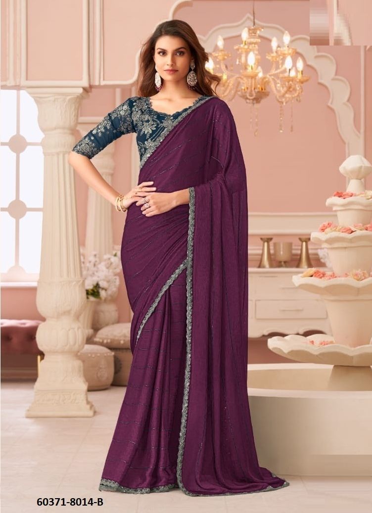 SALSA STYLE 8014 - Catalog # 60371 (Set of 6 Sarees) MADE IN INDIA BY THE FASHION HUB