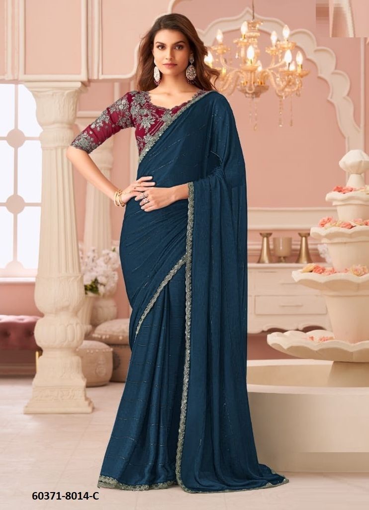 SALSA STYLE 8014 - Catalog # 60371 (Set of 6 Sarees) MADE IN INDIA BY THE FASHION HUB