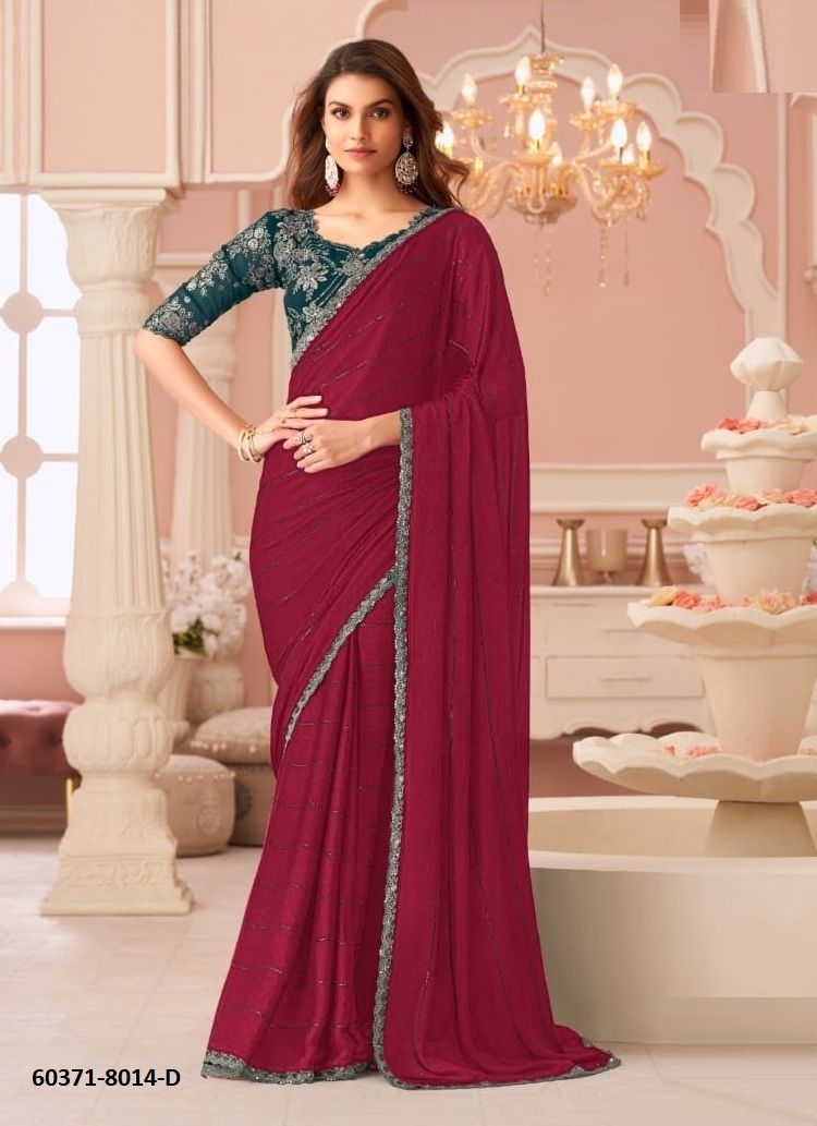 SALSA STYLE 8014 - Catalog # 60371 (Set of 6 Sarees) MADE IN INDIA BY THE FASHION HUB