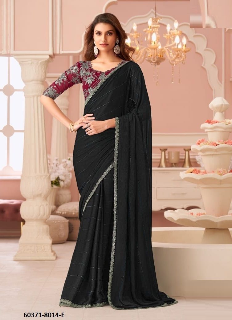 SALSA STYLE 8014 - Catalog # 60371 (Set of 6 Sarees) MADE IN INDIA BY THE FASHION HUB