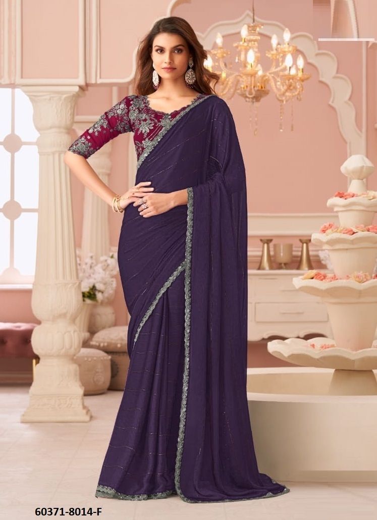 SALSA STYLE 8014 - Catalog # 60371 (Set of 6 Sarees) MADE IN INDIA BY THE FASHION HUB