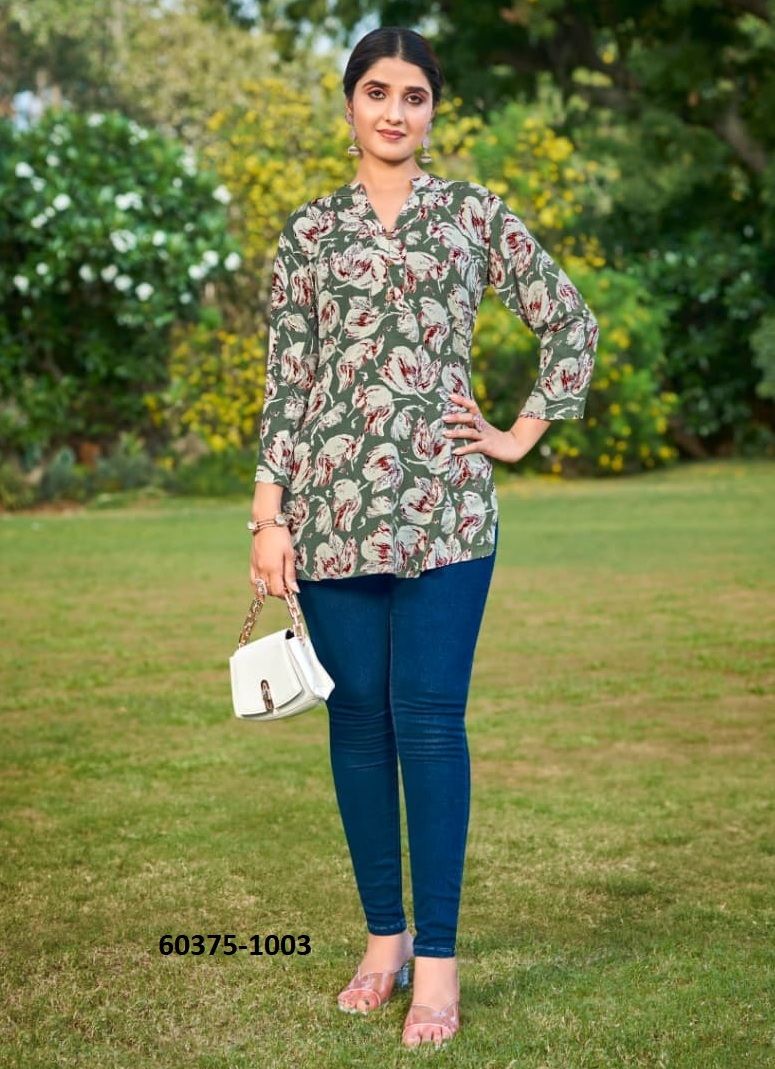 ORIO - Catalog # 60375 (Set of 6 Readymade Women's Kurtis / Tops) MADE IN INDIA BY TIPS & TOPS ORIO - Catalog # 60375 (Set of 6 Readymade Women's Kurtis / Tops) MADE IN INDIA BY TIPS & TOPS