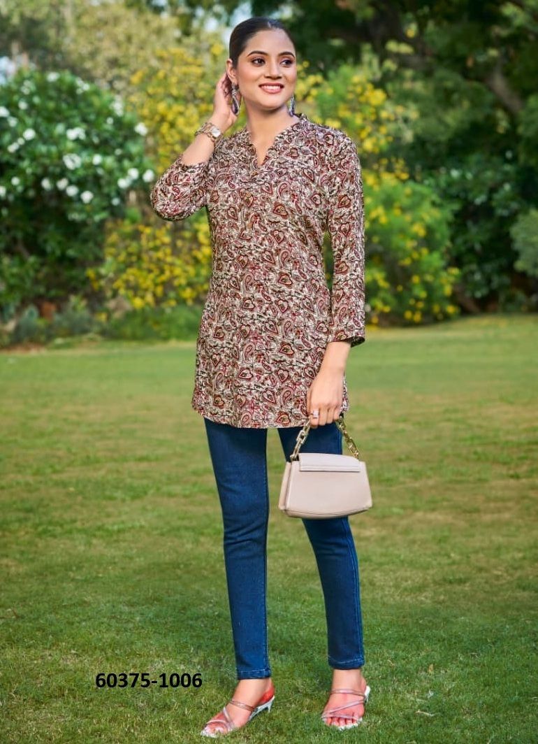 ORIO - Catalog # 60375 (Set of 6 Readymade Women's Kurtis / Tops) MADE IN INDIA BY TIPS & TOPS ORIO - Catalog # 60375 (Set of 6 Readymade Women's Kurtis / Tops) MADE IN INDIA BY TIPS & TOPS