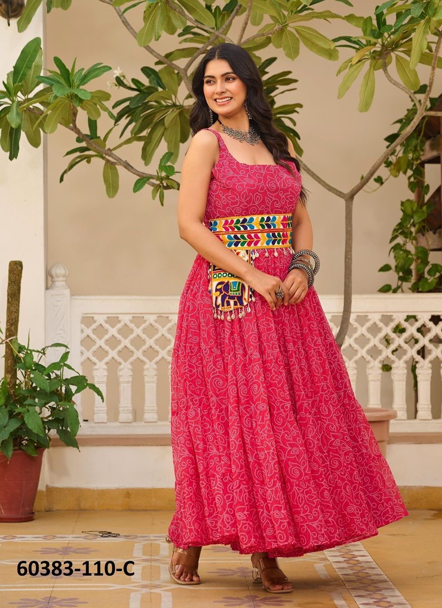 NAVRATRI WEAR 110 - Catalog # 60383 (Set of 3 Readymade Gowns) MADE IN INDIA BY JAGRAASA