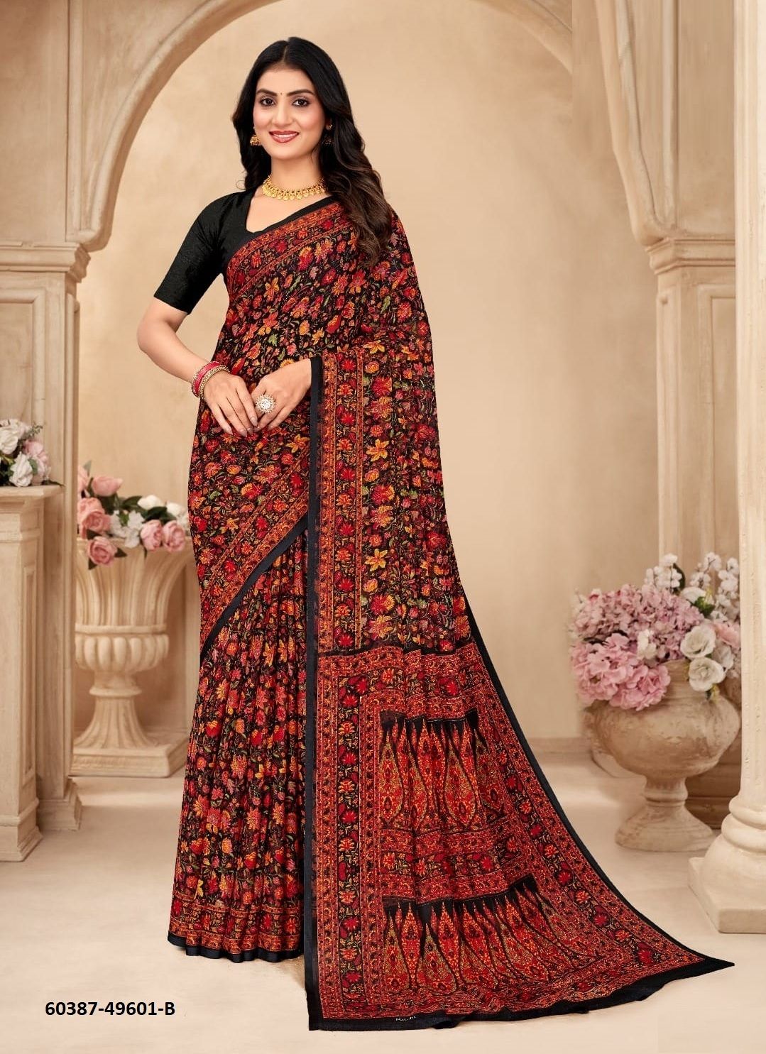 STAR CHIFFON 206 - Catalog # 60387 (Set of 12 Sarees) MADE IN INDIA BY RUCHI SAREES