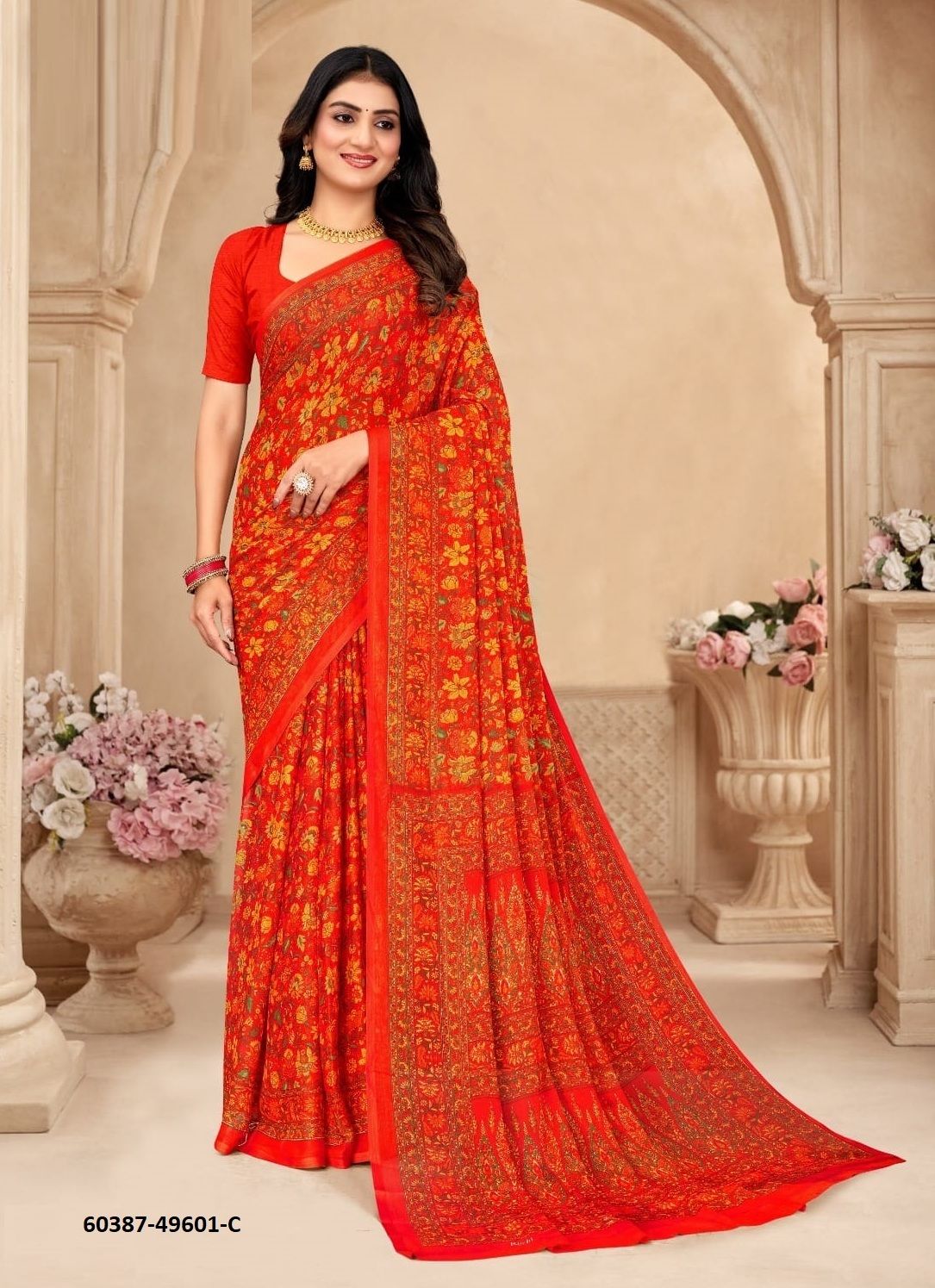 STAR CHIFFON 206 - Catalog # 60387 (Set of 12 Sarees) MADE IN INDIA BY RUCHI SAREES