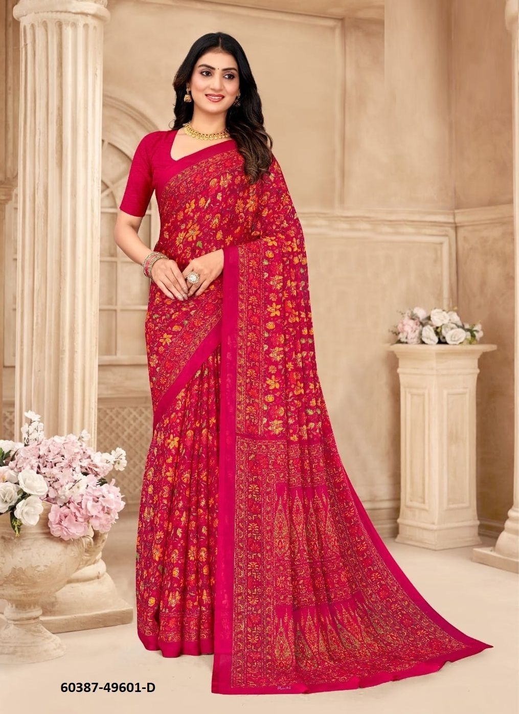 STAR CHIFFON 206 - Catalog # 60387 (Set of 12 Sarees) MADE IN INDIA BY RUCHI SAREES