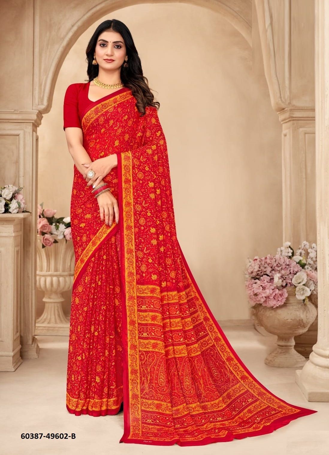 STAR CHIFFON 206 - Catalog # 60387 (Set of 12 Sarees) MADE IN INDIA BY RUCHI SAREES