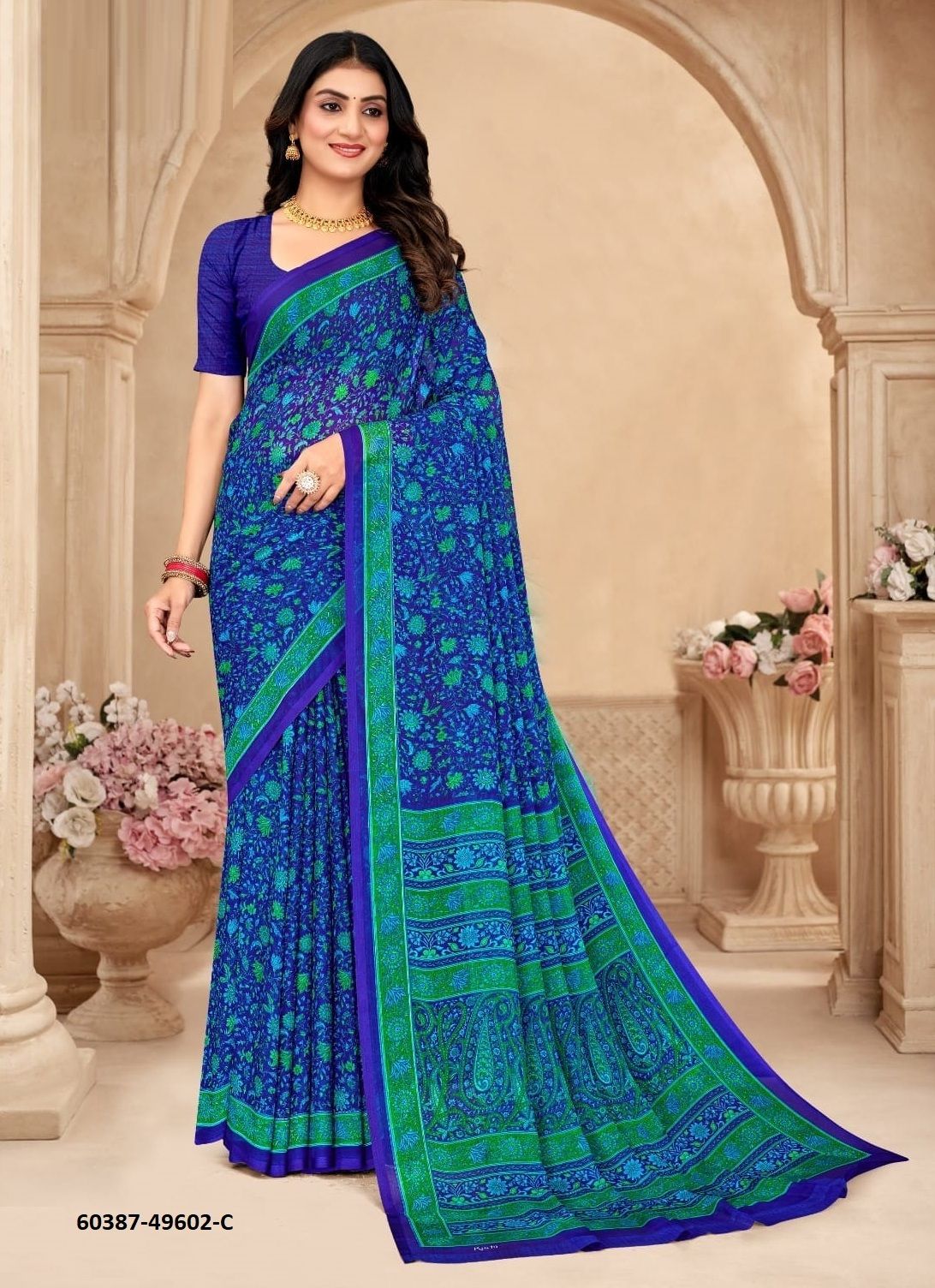 STAR CHIFFON 206 - Catalog # 60387 (Set of 12 Sarees) MADE IN INDIA BY RUCHI SAREES