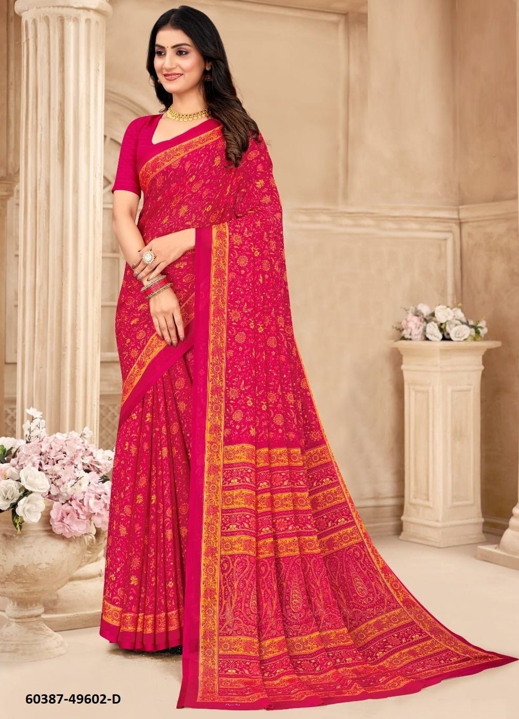 STAR CHIFFON 206 - Catalog # 60387 (Set of 12 Sarees) MADE IN INDIA BY RUCHI SAREES