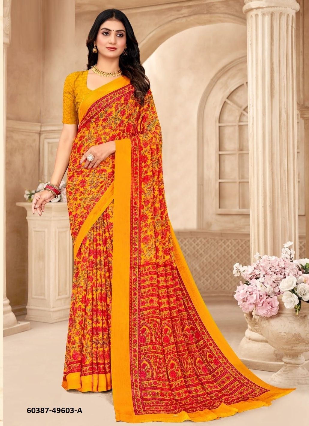 STAR CHIFFON 206 - Catalog # 60387 (Set of 12 Sarees) MADE IN INDIA BY RUCHI SAREES