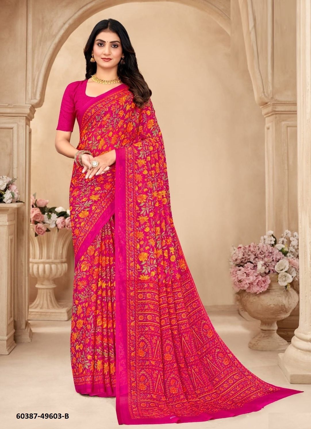 STAR CHIFFON 206 - Catalog # 60387 (Set of 12 Sarees) MADE IN INDIA BY RUCHI SAREES