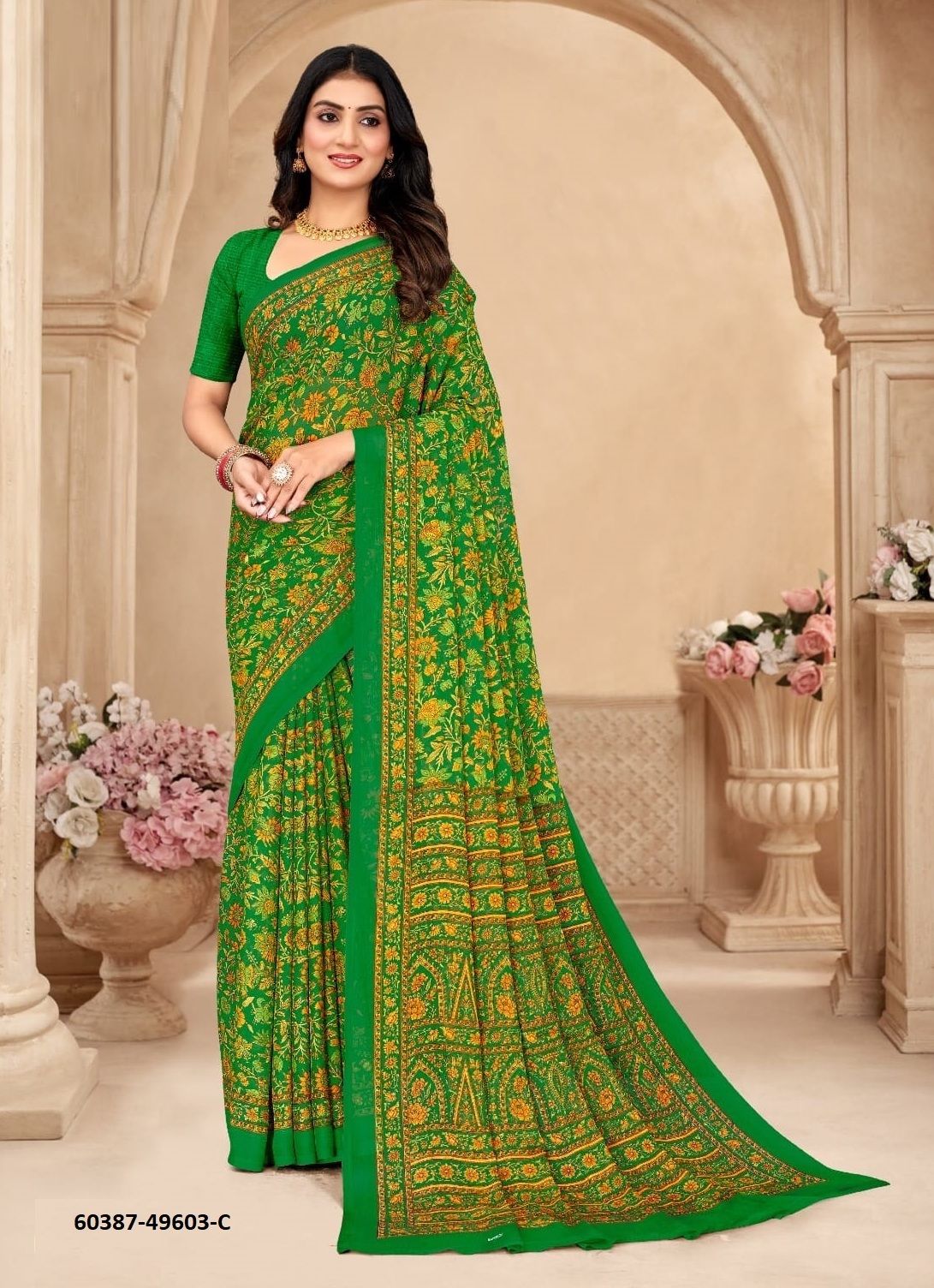 STAR CHIFFON 206 - Catalog # 60387 (Set of 12 Sarees) MADE IN INDIA BY RUCHI SAREES